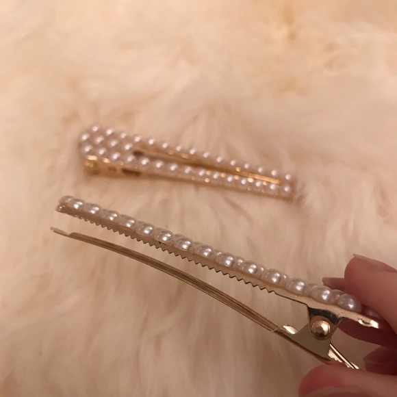 ZARA Hair Clip Pearl Set Rose Gold Jumbo Duo NEW - Picture 4 of 15